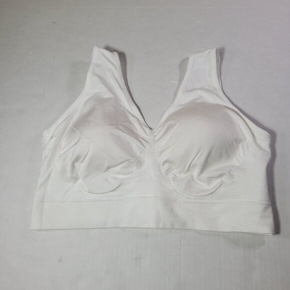 TrueKind White Everyday Throw-On Wireless Bralette #91404 Size L - Picture 1 of 3
